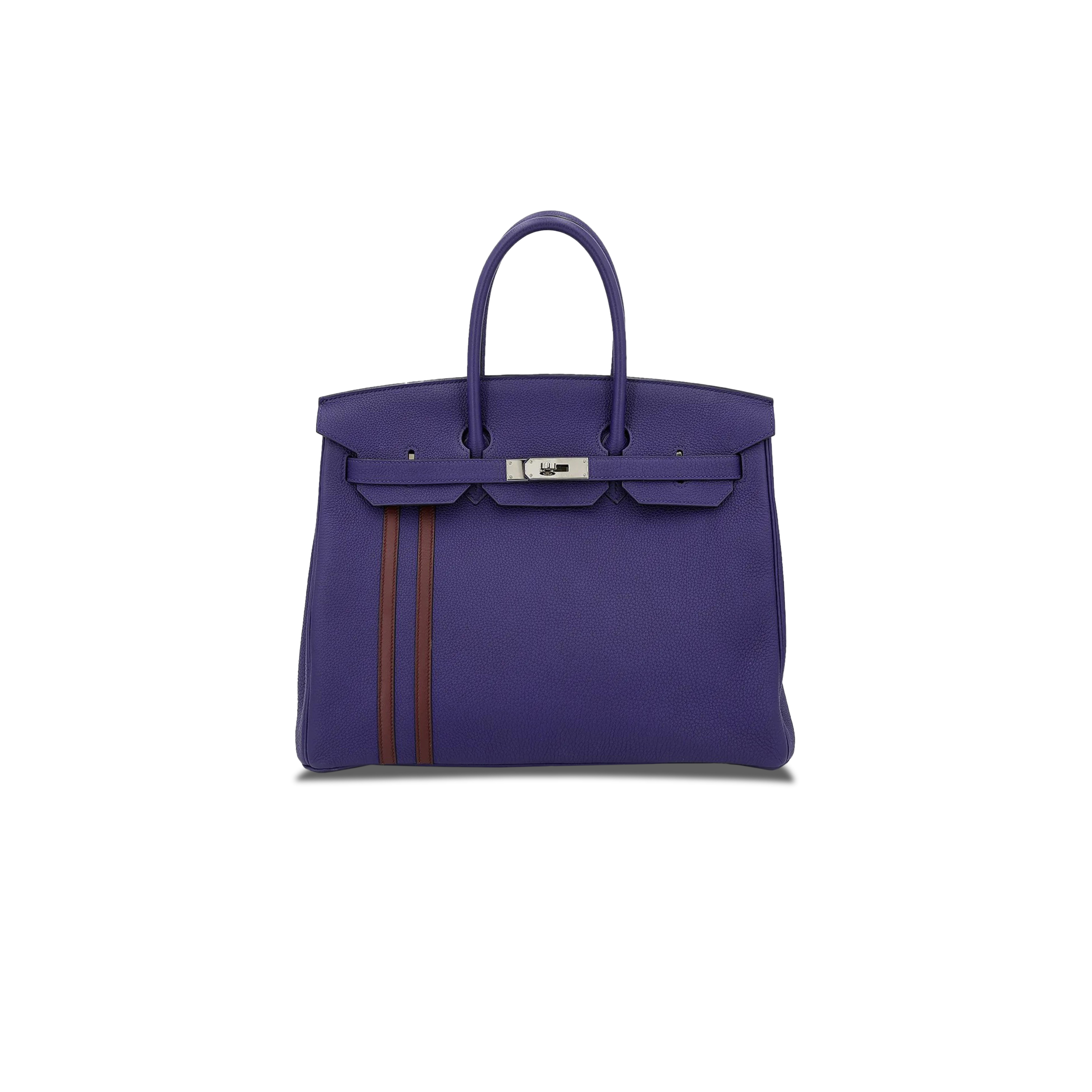 HERMES BIRKIN 25 TOGO LEATHER FANTASY PURPLE WITH BORDEAUX RED SILVER BUCKLE 9319733094 (25*20*13cm)